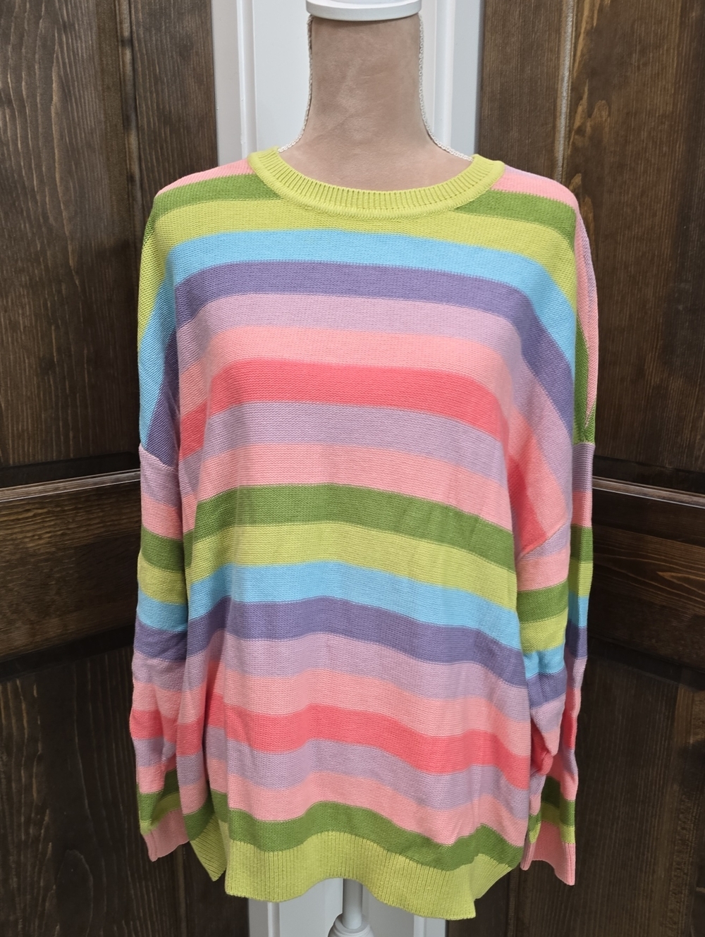 torrid Pastel Multicolor Striped Crewneck Sweater